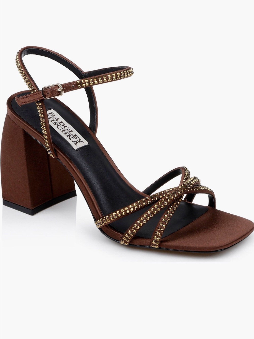 Badgley Mischka Brown Beaded Slingback Heels